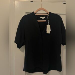 NWT vince popover top navy blue short sleeve